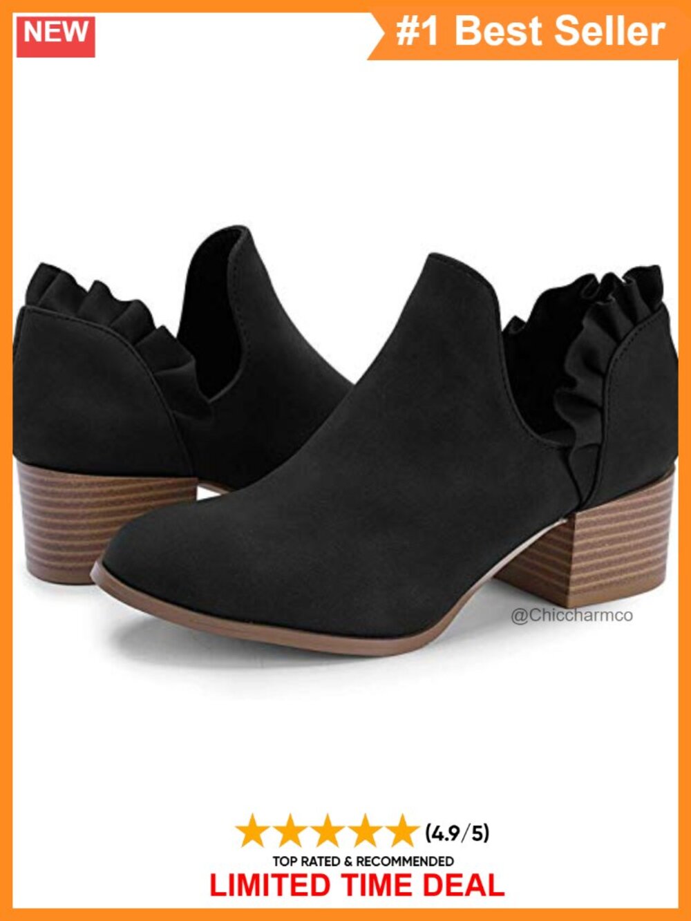 Faux Leather Cutout Ankle Booties Stacked Heel Slip On Dress Boots